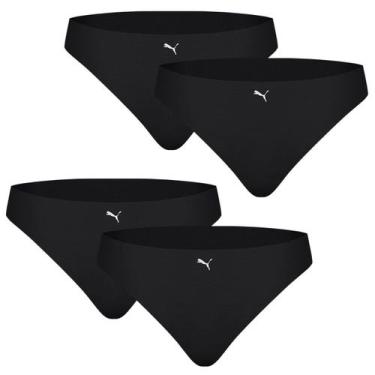 Imagem de Kit 4 Calcinhas Puma Corte a Fio Feminina, Preto, GG