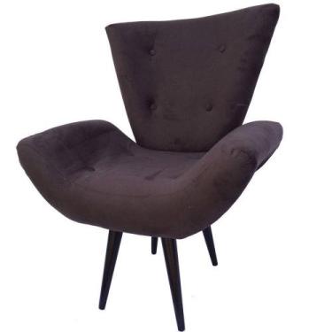 Imagem de Poltrona Decorativa Emília Pés Tabaco Suede Marrom - SA Móveis - Estop