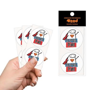 Imagem de 50 Etiquetas Adesivas  Super Pai  Flork  Adesivos Recebidos  4Cm - 4FO