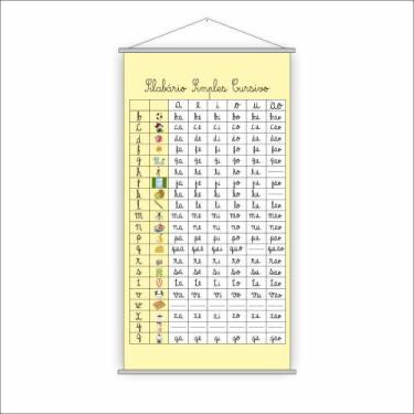 Imagem de Banner Pedagógico Escolar Silabário Simples Cursivo 120X65Cm - Plimsho