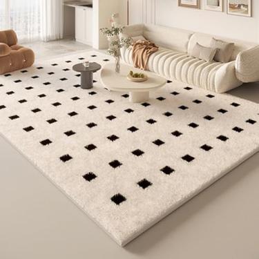 Imagem de Tapete de decoração de sala de estar creme francês, tapete de pelúcia para quarto, cabeceira, sala de estudo moderna, vestiário, tapetes macios, 1.200 x 250 cm