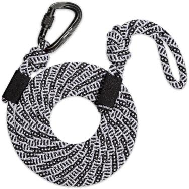 Imagem de Wilderdog Coleira de corda de escalada mosquetão para cães médios e grandes - 3 m - preta e branca