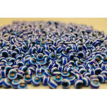 Imagem de Miçangas Olho Grego Azul 8mm, Contas de Poliéster Decorativas (10)