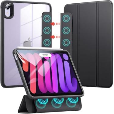 Imagem de ESR Capa para iPad Mini 6ª geração (2021), capa magnética removível, parte traseira em PC rígido, suspensão/despertar automáticos, compatível com Pencil 2, Preto transparente