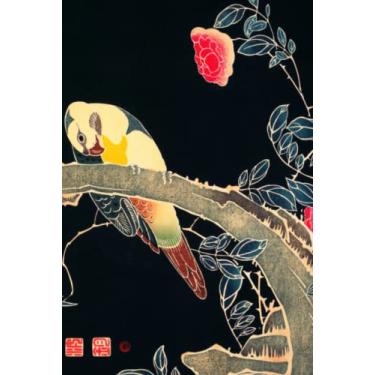 Imagem de Ito Jakuchu Parrot on the Branch of a Flowering Rose Bush (ca. 1900), 120 Pages, 6” x 9” Lined Paper Journal/Diary/Notebook, Hardcover: Ideal for ... for Art Lovers, Adults, College Students