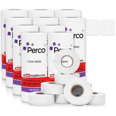 Imagem de Perco 1 linha de etiquetas brancas – 80 rolos, 10 mangas, 80.000 etiquetas em branco preço e data para armas de data e preço de linha Perco 1 – Feito nos EUA