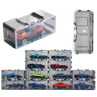 Imagem de 20 peças 1/64 organizador de exibição de carro de brinquedo para carro Hot Wheel, para modelo e carro Matchbox, estojo de exibição de acrílico transparente à prova de poeira