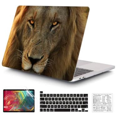 Imagem de QCzyc Compatível com MacBook Pro 13 polegadas 2022, 2021, 2020-2016 versão A2338 M1 A2289 A2251 A2159 A1989 capa rígida de plástico e teclado e adesivo de teclado Mac OS (Leão)