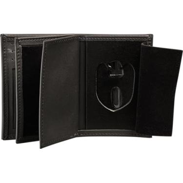 Imagem de Carteira dobrável com crachá oculto com encaixe perfeito NCIS e estojo de identidade (Cutout PF 1192) couro preto, Preto