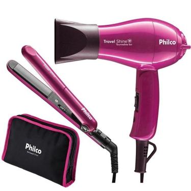 Imagem de Kit Travel Shine Philco, com Secador de Cabelo e Chapinha