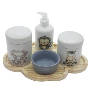Imagem de Kit higiene bebê 5 peças Safari - Bandeja Nuvem - 102.9 - Genérico