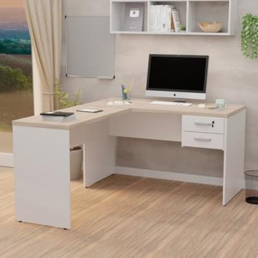 Imagem de Mesa De Escritório Em L 1.20x1.50 Com Gaveteiro Tampo 30mm (Dubai/Branco)
