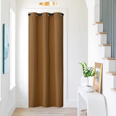 Imagem de NICETOWN Cortinas de porta com isolamento térmico para divisória de entrada, cortina blackout com bloqueio de luz para armário de quarto/pátio de vidro deslizante, 106,7 cm L x 203 cm C, marrom