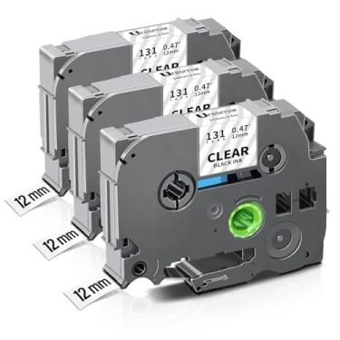 Imagem de Unismar Fita de etiqueta TZe preta em transparente de 1/5.1 cm compatível com Brother TZe-131 TZe131 TZ 12 mm 0,47 fita laminada transparente para Ptouch PTD220 PTD200 PTD210 PTD400AD PTH100