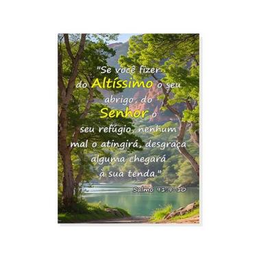 Imagem de Quadro Placa Decorativa Salmo 91 Religioso Bíblia - Moldura C/Vidro - 