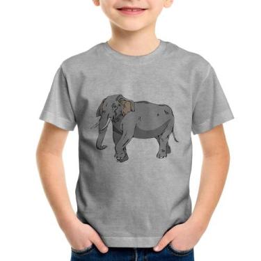 Imagem de Camiseta Infantil Elefante Ilustração - Foca na Moda, Cinza, 4
