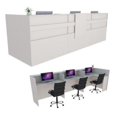 Imagem de Balcão em L Caixa 292cm Branco - Linha Premium - Mod 1.1 - Marcenaria 