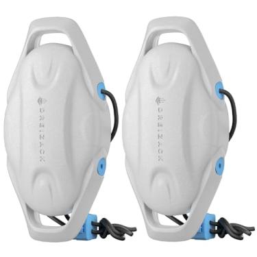 Imagem de Dreizack Para-lamas de barco 2 pacotes, para-choques de barco para ancoragem com 2 cordas, para-choque inflável com nervuras de pontão marinho para docas, cinza claro