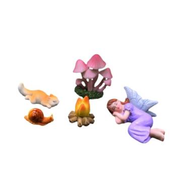 Imagem de IEUDNS 5pcs Fatuagens em miniatura Decoração de flor de flor de fada estátuas de fada esculturas para tanques de peixes aquários Craft de bonsai