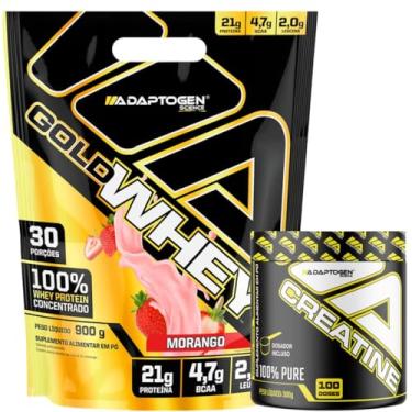 Imagem de Kit Gold Whey Sabor Morango 900g + Creatina Platinum 300g - Adaptogen Science