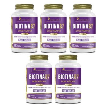 Imagem de Kit 5x Suplemento Alimentar Biotina B7 60 cápsulas Flora Nativa