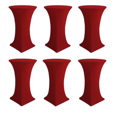 Imagem de Enjoyidea Capas de mesa de coquetel - toalhas de mesa redondas de elastano de cano alto, pacote com 6, 81 x 109 cm, toalha de mesa alta para pub, bistrô, festa highboy, evento, banquete, altura, mesas