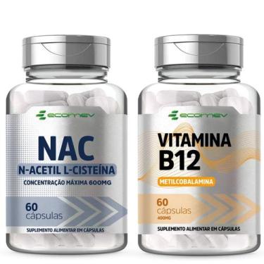 Imagem de Kit B12 Metilcobalamina forma Ativa Nac 600mg 120Cáps Ecomev