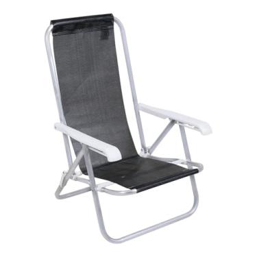 Imagem de Cadeira de Praia Reclinável 4 Posições Alumínio Lazy Sannet Preto - 023067 Bel