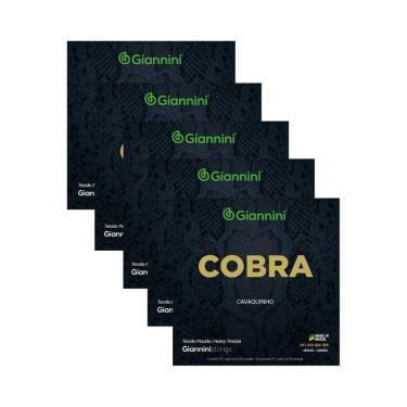 Imagem de Kit 5 Encordoamento Cavaquinho Giannini Cobra GESCP Níckel Pesada 0.011