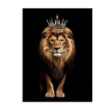 Imagem de Lions Picture Wall Decor The Lion King Crown Wall Art Canvas Print Painting Wall Decor for Bathroom Bedroom Office Framed Artwork 80x60cm (32x24in) Sem moldura