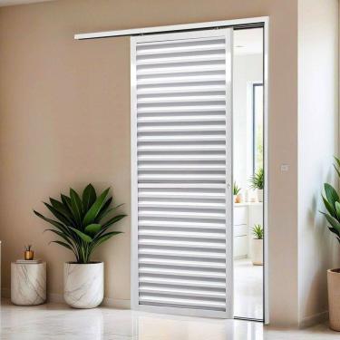 Imagem de Porta de Correr Suspensa 210x90cm Veneziana Esq L.25 Branco