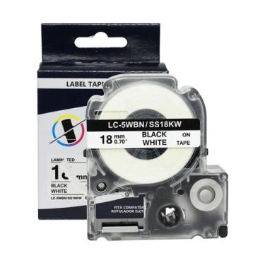 Imagem de Fita rotuladora compatível Epson LC-5WBN SS18KW 18MMx8M Preto no Branc