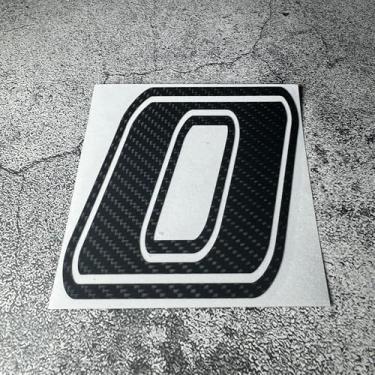Imagem de Adesivo de carro corrida motocross números personalizados 0123456789 capacete de corrida de bicicleta sujeira decalque fita de vinil fibra de carbono preto (0, altura 6 cm)