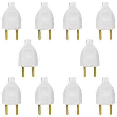 Imagem de Plugue Pino Macho 2p 10A Oco Com Inmetro Branco - EPM ACESSORIOS, 30 U