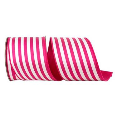 Imagem de Reliant Ribbon Fita de sarja listrada de luxo Dupioni com borda com fio, fúcsia