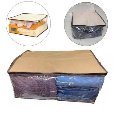 Imagem de Organizador Multiuso com Zíper Grande Porta Tudo Edredom Bege Cobertor