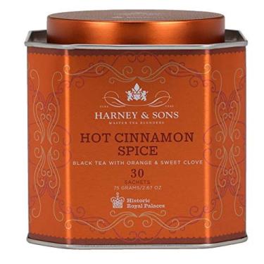 Imagem de Chá de Canela Quente Harney & Sons - Chá Preto com Laranja e Cravo Doce - 2,67 Onças, 30 Sachês