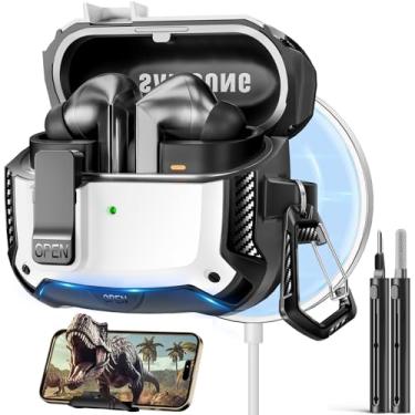 Imagem de Polislime Capa compatível com Samsung Galaxy Buds3 FE (2025)/Buds3 Pro (2024)/Buds 3 (2024) com suporte de telefone, compatível com MagSafe, com design de clipe de bloqueio seguro e kit de limpeza