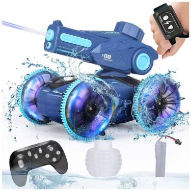 Imagem de Carro de Controle Remoto 3 em 1, Carro, Barco e Tanque com Jato de Água, Luzes e Controle por Gestos, KB KAIBO, Azul