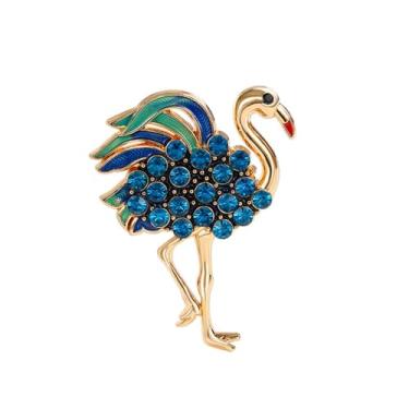 Imagem de Broche de lapela de animais selvagens flamingos feminino strass cristal delicado esmalte pássaro flamingo broches corpete para mulheres moda vestido chapéu bolsa terno gravata acessórios de casamento