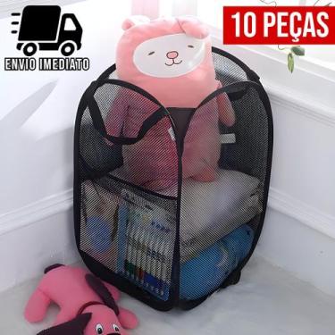 Imagem de Kit 10 Cesto Flexível Multiuso para Roupa Suja Brinquedos Cesto de Rou