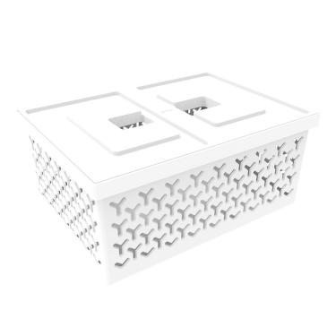 Imagem de Caixa Organizadora Branca com Tampa Cesto Médio Crippa Brinquedos Closet Lavanderia