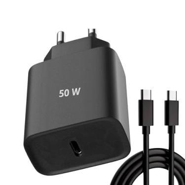 Imagem de Carregador Super Turbo 50W Ultra Rápido USB-C E Cabo USB Tipo C de 1m - Compatível com Celulares Samsung Motorola iPhone 15 Tablets e Notebooks – Homologado Anatel Alta Performance e Segurança