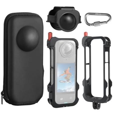 Imagem de FitStill Capa rígida de armazenamento de viagem com moldura de alumínio, capa protetora de lente de silicone apenas para Insta 360 X4 capa de metal antiarranhões, kit de acessórios (não para Insta 360