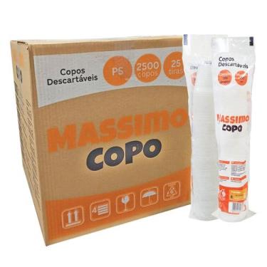 Imagem de Copo Plástico Descartável PS Massimo 150ml Caixa 2500 Unidades 25x100 