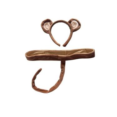 Imagem de Kids Plush Monkey Headband Ears & Tail Jungle Safari Dressup Costume Set