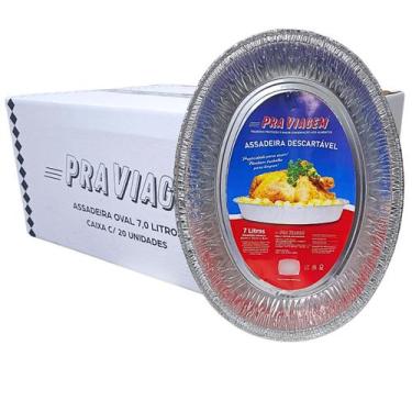 Imagem de Assadeira de Alumínio Oval 7 Litros Frango PraViagem Caixa 20 Unidades