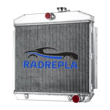Imagem de RADREPLA Radiador de alumínio CC5057 para Chevy Bel Air Nomad V8 1955 1956 1957 radiador de fluxo descendente de 3 fileiras 55 56 57