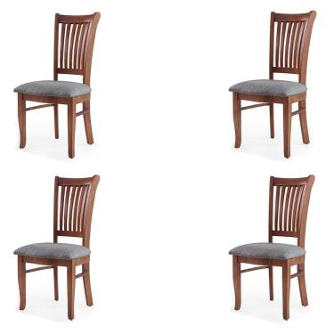 Imagem de Kit 4 Cadeiras Jantar Bakeri Linho Cinza/Imbuia