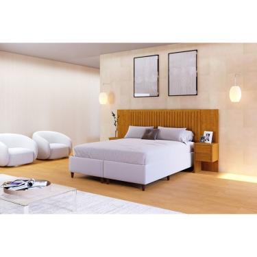 Imagem de Cabeceira Extensível Florida Com Painel Ripado E 2 Mesas De Cabeceira Com 2 Gavetas Naturale